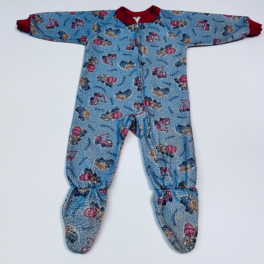 Vintage Sesame Street Construction Footed Pajamas 6-12M Zip Sleeper